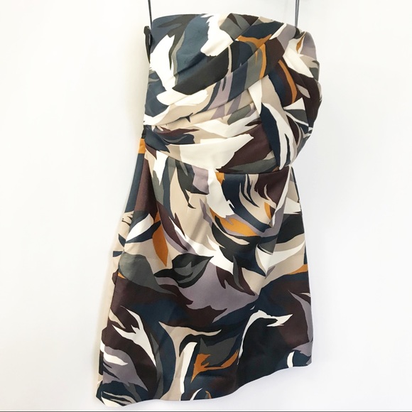 REISS Juna Printed Bustier Strapless Dress - Picture 4 of 12